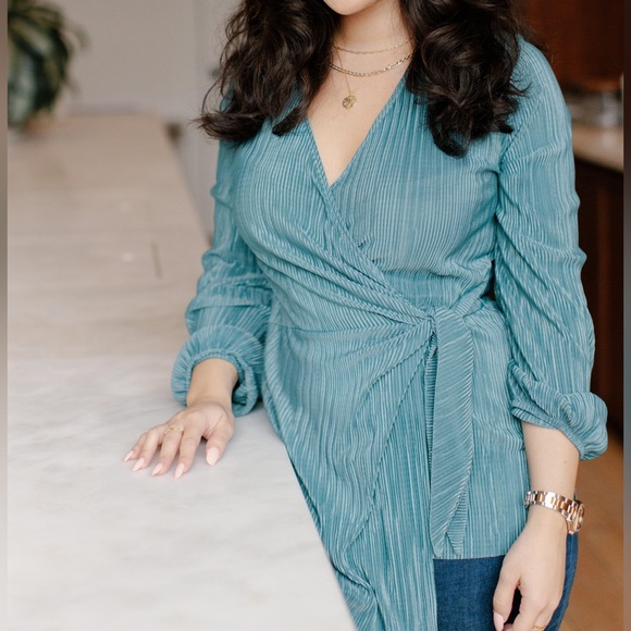 Zara Pleated Wrap Blouse - Picture 1 of 6